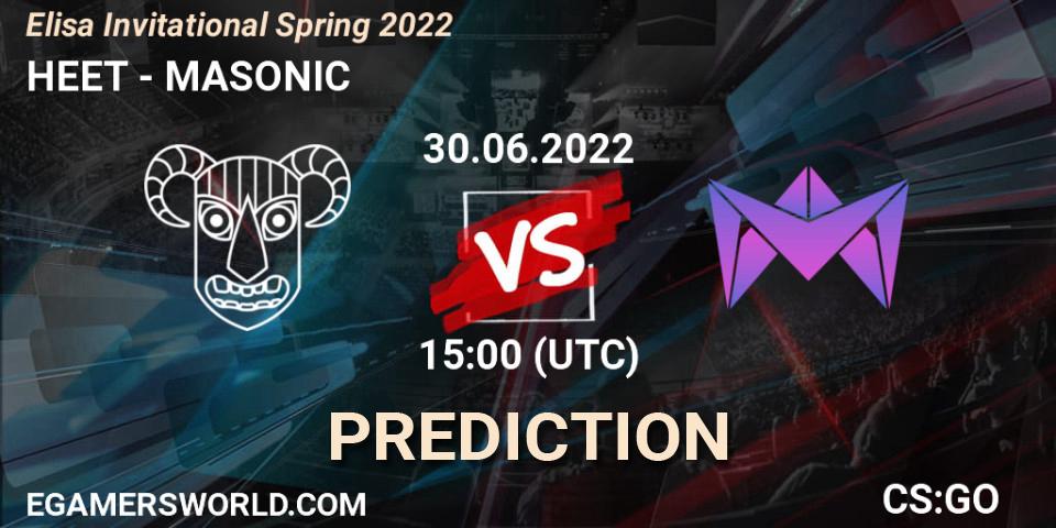 Prognoza HEET - MASONIC. 30.06.2022 at 15:00, Counter-Strike (CS2), Elisa Invitational Spring 2022