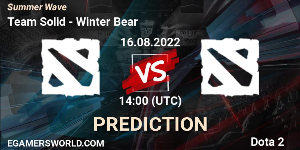 Prognoza Team Solid - Winter Bear. 16.08.2022 at 14:03, Dota 2, Summer Wave