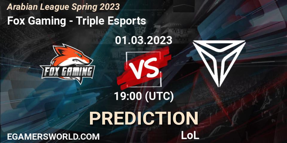 Prognoza Fox Gaming - Triple Esports. 08.02.23, LoL, Arabian League Spring 2023