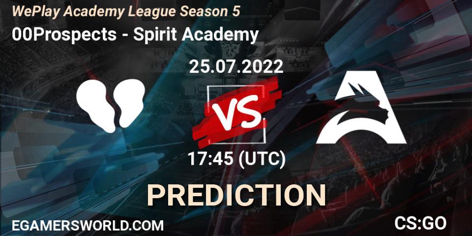 Prognoza 00Prospects - Spirit Academy. 25.07.22, CS2 (CS:GO), WePlay Academy League Season 5