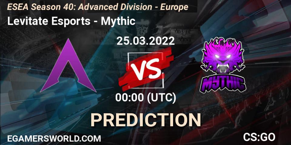 Prognoza Levitate Esports - Mythic. 25.03.2022 at 00:00, Counter-Strike (CS2), ESEA Season 40: Advanced Division - North America