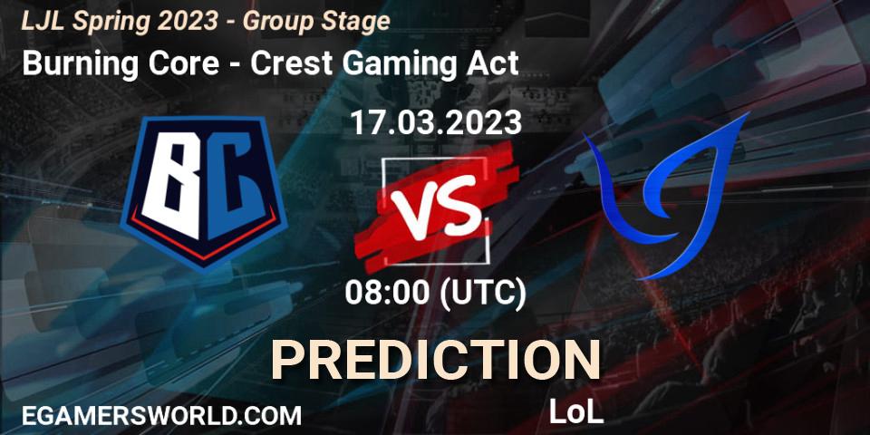 Prognoza Burning Core - Crest Gaming Act. 17.03.2023 at 08:00, LoL, LJL Spring 2023 - Group Stage
