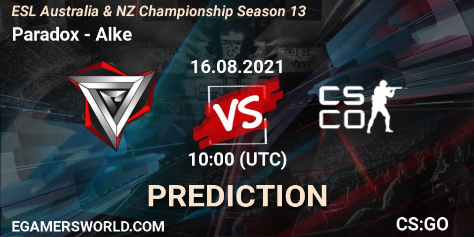 Prognoza Paradox - Alke. 16.08.2021 at 10:05, Counter-Strike (CS2), ESL Australia & NZ Championship Season 13