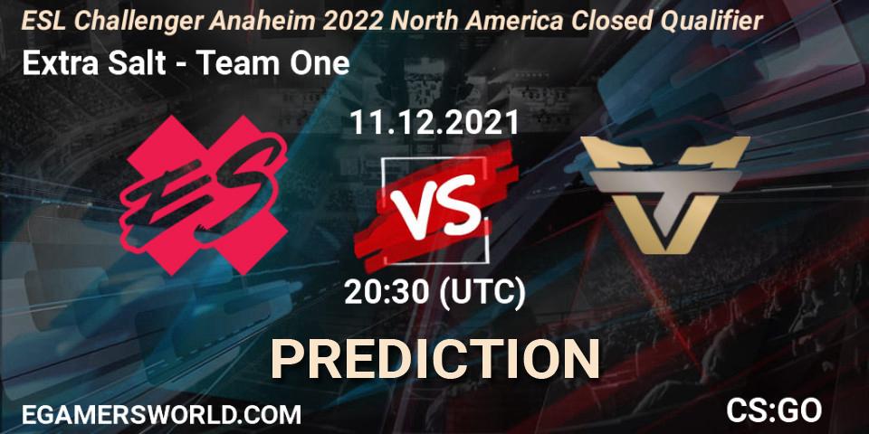 Prognoza Extra Salt - Team One. 11.12.2021 at 20:30, Counter-Strike (CS2), ESL Challenger Anaheim 2022 North America Closed Qualifier