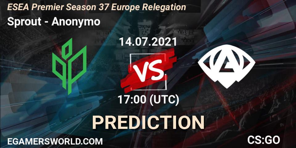 Prognoza Sprout - Anonymo. 14.07.2021 at 17:00, Counter-Strike (CS2), ESEA Premier Season 37 Europe Relegation