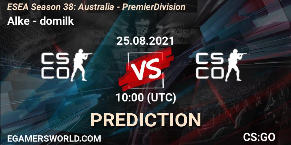 Prognoza Alke - domilk. 25.08.2021 at 10:00, Counter-Strike (CS2), ESEA Season 38: Australia - Premier Division