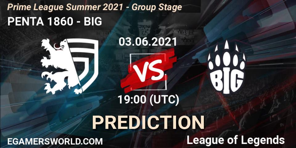 Prognoza PENTA 1860 - BIG. 03.06.2021 at 19:15, LoL, Prime League Summer 2021 - Group Stage