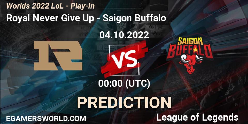 Prognoza Royal Never Give Up - Saigon Buffalo. 03.10.2022 at 01:00, LoL, Worlds 2022 LoL - Play-In