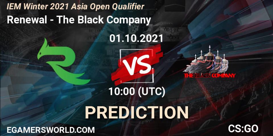 Prognoza Renewal - The Black Company. 01.10.2021 at 11:30, Counter-Strike (CS2), IEM Winter 2021 Asia Open Qualifier