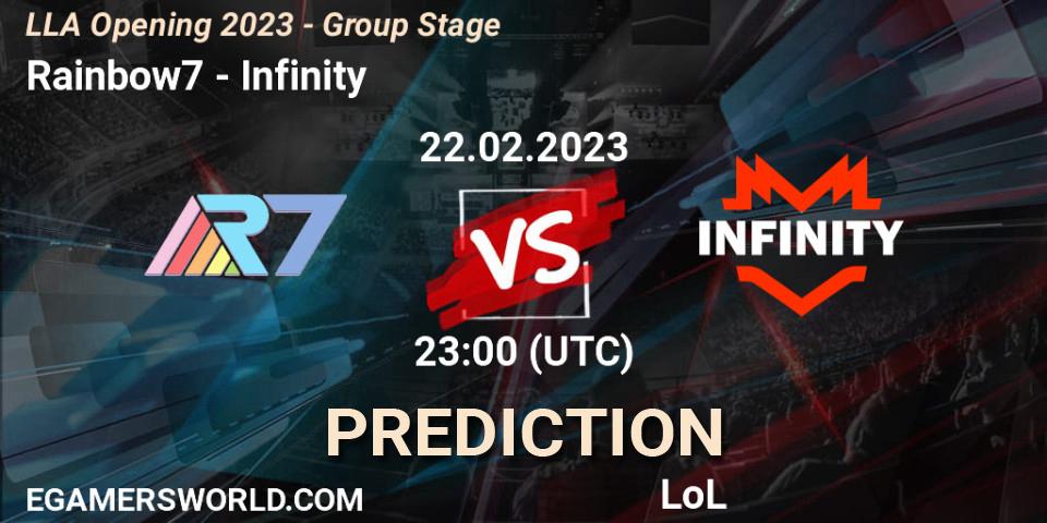 Prognoza Rainbow7 - Infinity. 23.02.2023 at 01:00, LoL, LLA Opening 2023 - Group Stage