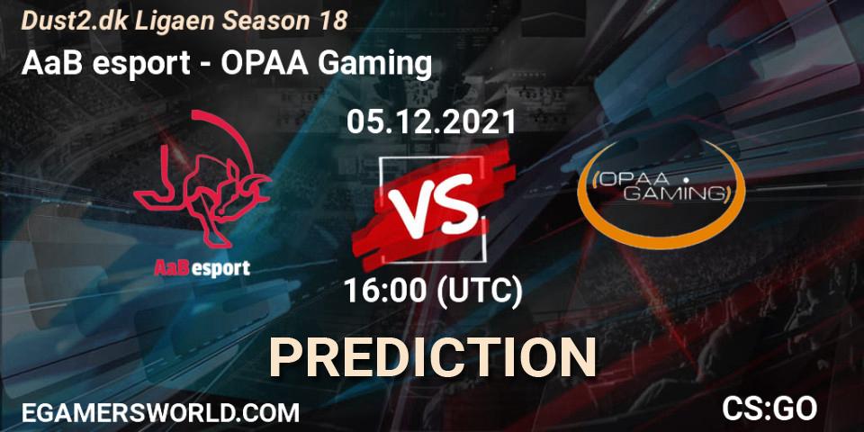 Prognoza AaB esport - OPAA Gaming. 05.12.2021 at 16:00, Counter-Strike (CS2), Dust2.dk Ligaen Season 18