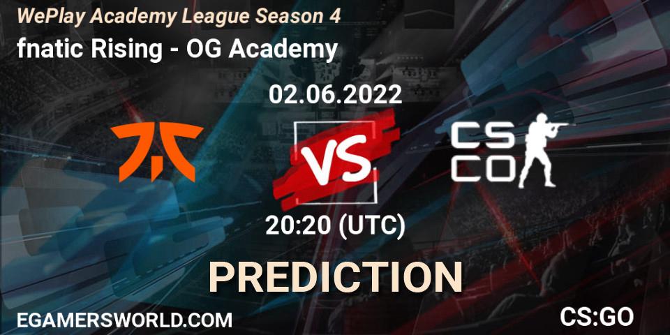 Prognoza fnatic Rising - OG Academy. 02.06.2022 at 20:20, Counter-Strike (CS2), WePlay Academy League Season 4