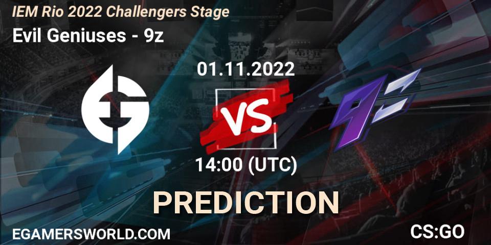 Prognoza Evil Geniuses - 9z. 01.11.2022 at 14:00, Counter-Strike (CS2), IEM Rio 2022 Challengers Stage