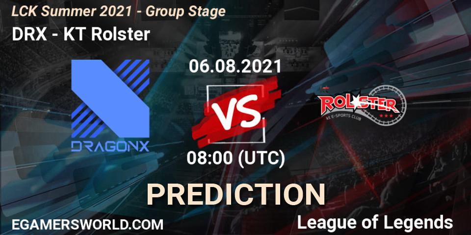 Prognoza DRX - KT Rolster. 06.08.2021 at 08:00, LoL, LCK Summer 2021 - Group Stage