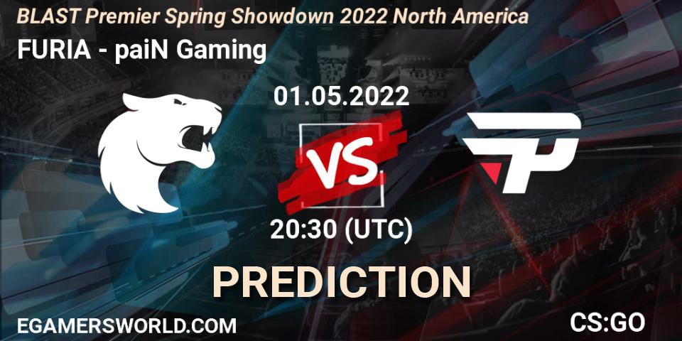 Prognoza FURIA - paiN Gaming. 01.05.2022 at 21:05, Counter-Strike (CS2), BLAST Premier Spring Showdown 2022 North America