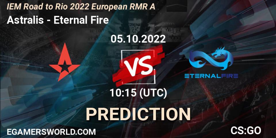 Prognoza Astralis - Eternal Fire. 05.10.2022 at 10:25, Counter-Strike (CS2), IEM Road to Rio 2022 European RMR A