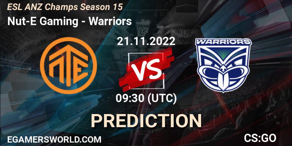 Prognoza Nut-E Gaming - Warriors. 21.11.2022 at 09:30, Counter-Strike (CS2), ESL ANZ Champs Season 15