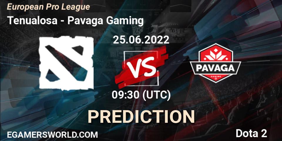 Prognoza Tenualosa - Pavaga Gaming. 25.06.22, Dota 2, European Pro League
