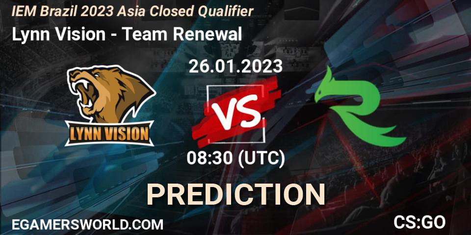 Prognoza Lynn Vision - Team Renewal. 26.01.2023 at 08:30, Counter-Strike (CS2), IEM Brazil Rio 2023 Asia Closed Qualifier