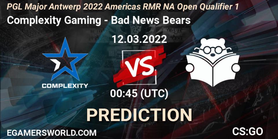 Prognoza Complexity Gaming - Bad News Bears. 12.03.2022 at 00:45, Counter-Strike (CS2), PGL Major Antwerp 2022 Americas RMR NA Open Qualifier 1