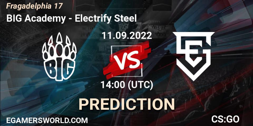 Prognoza BIG Academy - Electrify Steel. 11.09.2022 at 14:10, Counter-Strike (CS2), Fragadelphia 17