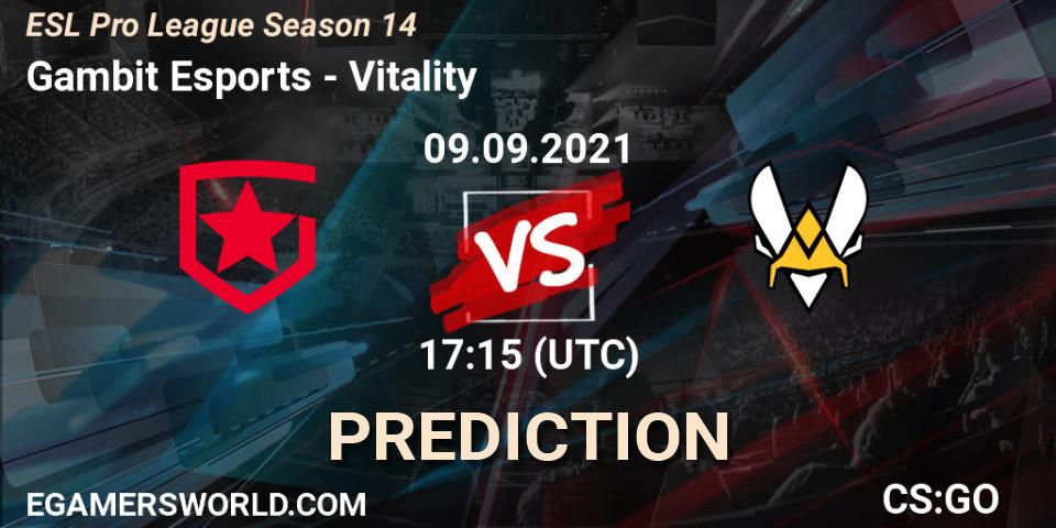 Prognoza Gambit Esports - Vitality. 09.09.2021 at 17:55, Counter-Strike (CS2), ESL Pro League Season 14