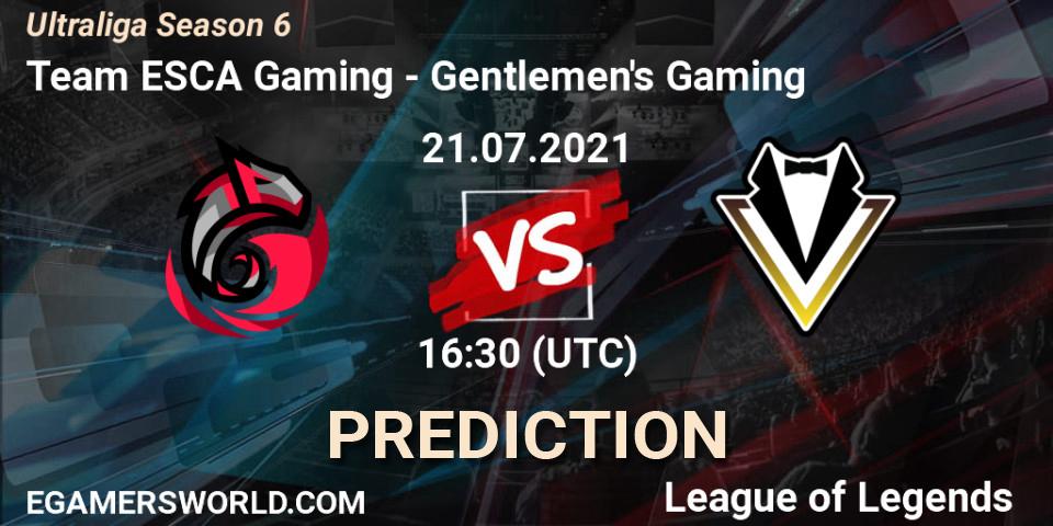 Prognoza Team ESCA Gaming - Gentlemen's Gaming. 29.06.2021 at 15:30, LoL, Ultraliga Season 6