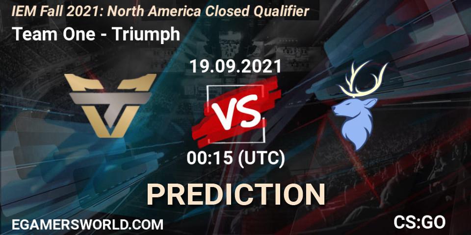 Prognoza Team One - Triumph. 19.09.2021 at 00:15, Counter-Strike (CS2), IEM Fall 2021: North America Closed Qualifier