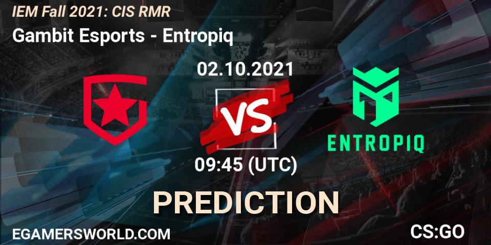 Prognoza Gambit Esports - Entropiq. 02.10.2021 at 09:45, Counter-Strike (CS2), IEM Fall 2021: CIS RMR