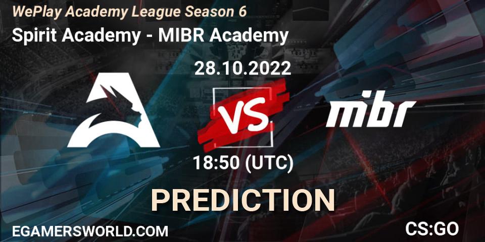Prognoza Spirit Academy - MIBR Academy. 28.10.2022 at 18:55, Counter-Strike (CS2), WePlay Academy League Season 6