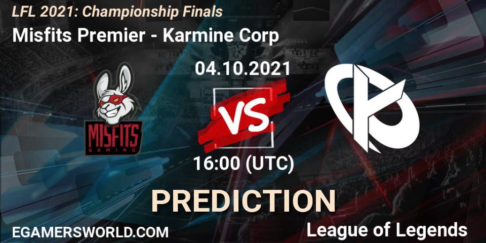 Prognoza Misfits Premier - Karmine Corp. 04.10.2021 at 16:00, LoL, LFL 2021: Championship Finals