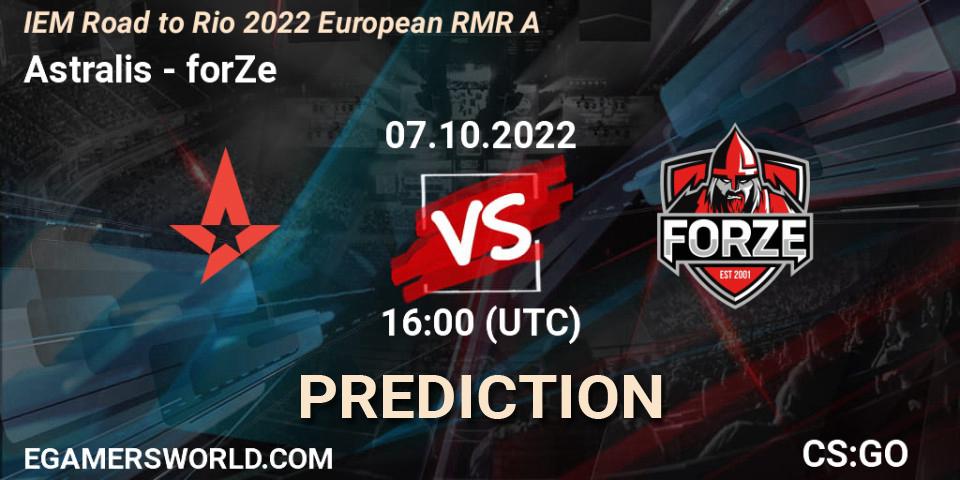 Prognoza Astralis - forZe. 07.10.2022 at 17:00, Counter-Strike (CS2), IEM Road to Rio 2022 European RMR A