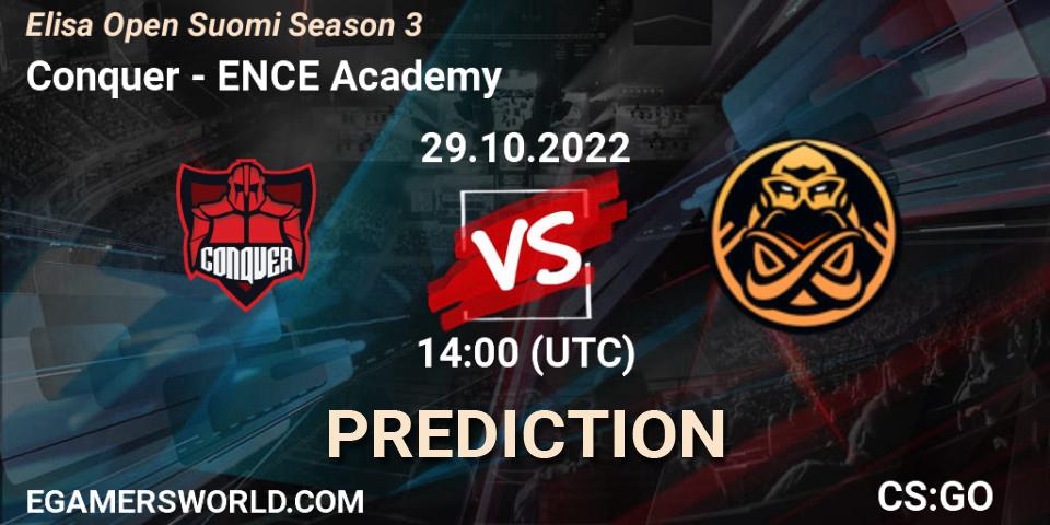 Prognoza Conquer - ENCE Academy. 29.10.2022 at 14:00, Counter-Strike (CS2), Elisa Open Suomi Season 3