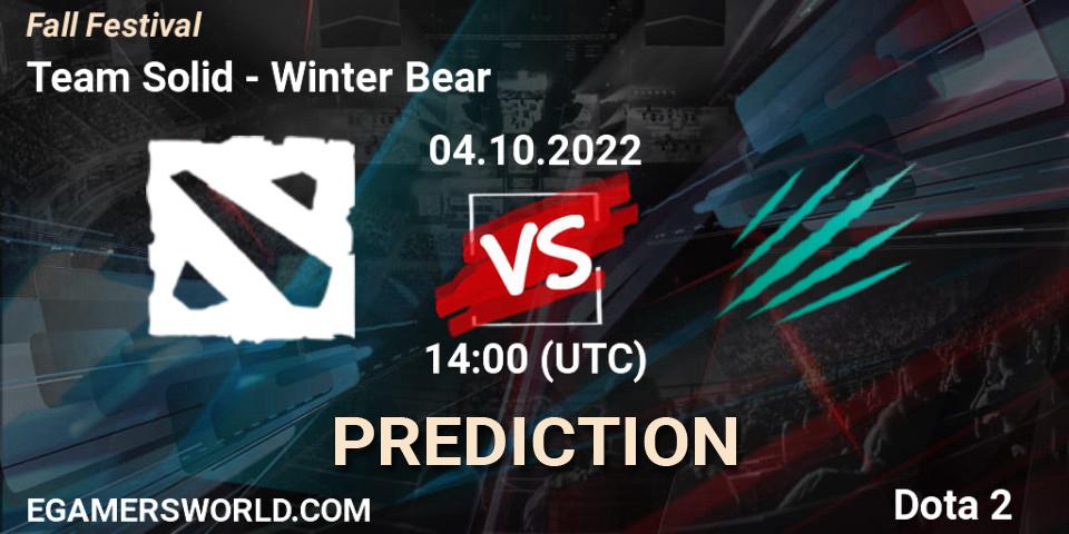 Prognoza Team Solid - Winter Bear. 04.10.2022 at 14:00, Dota 2, Fall Festival