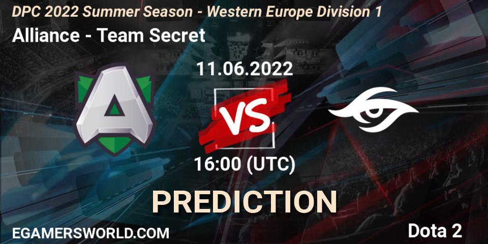 Prognoza Alliance - Team Secret. 11.06.22, Dota 2, DPC WEU 2021/2022 Tour 3: Division I