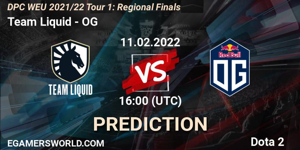 Prognoza Team Liquid - OG. 11.02.2022 at 13:23, Dota 2, DPC WEU 2021/22 Tour 1: Regional Finals