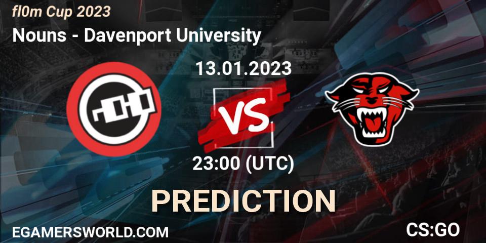 Prognoza Nouns - Davenport University. 13.01.2023 at 23:00, Counter-Strike (CS2), fl0m Cup 2023