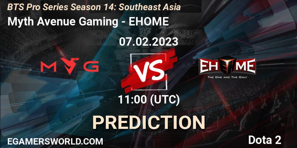 Prognoza Myth Avenue Gaming - EHOME. 07.02.23, Dota 2, BTS Pro Series Season 14: Southeast Asia