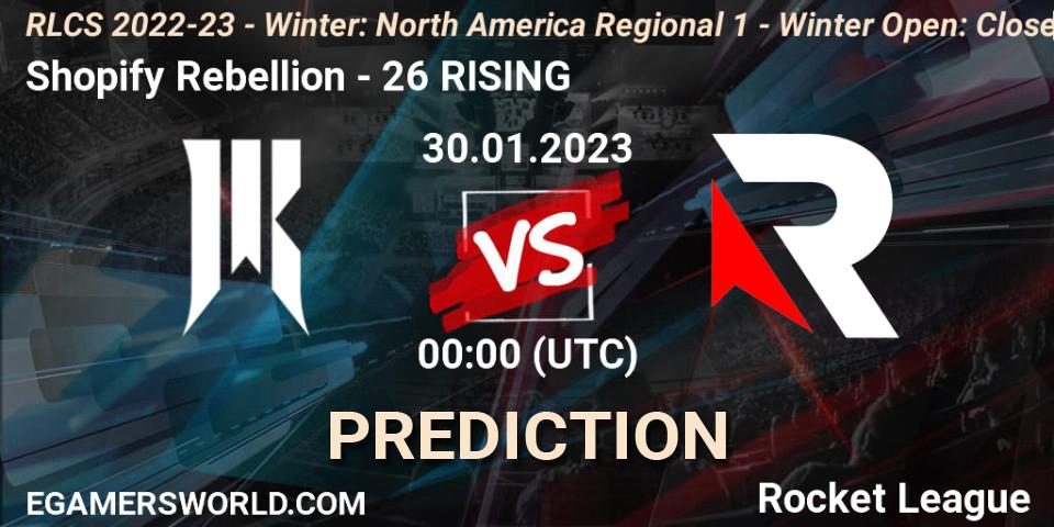 Prognoza Shopify Rebellion - 26 RISING. 30.01.2023 at 00:00, Rocket League, RLCS 2022-23 - Winter: North America Regional 1 - Winter Open: Closed Qualifier
