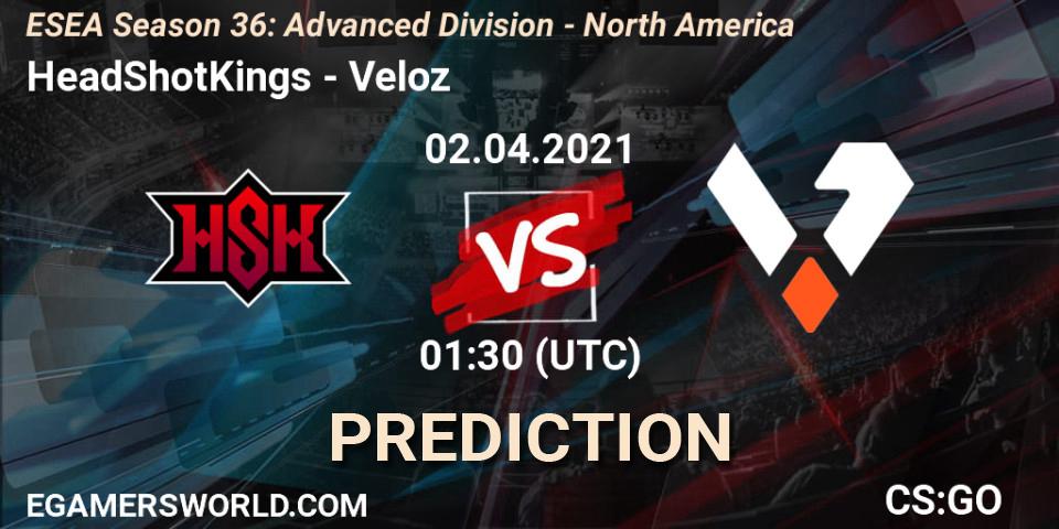 Prognoza HeadShotKings - Veloz. 04.04.2021 at 01:00, Counter-Strike (CS2), ESEA Season 36: Advanced Division - North America