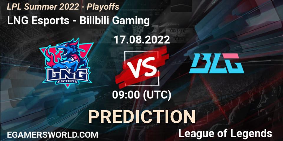 Prognoza LNG Esports - Bilibili Gaming. 17.08.22, LoL, LPL Summer 2022 - Playoffs