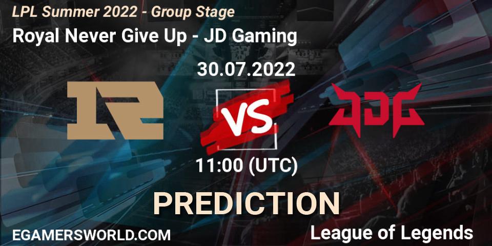 Prognoza Royal Never Give Up - JD Gaming. 30.07.22, LoL, LPL Summer 2022 - Group Stage