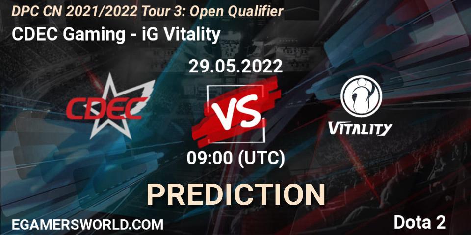Prognoza CDEC Gaming - iG Vitality. 29.05.22, Dota 2, DPC CN 2021/2022 Tour 3: Open Qualifier