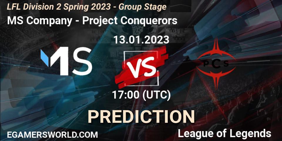 Prognoza MS Company - Project Conquerors. 13.01.2023 at 17:00, LoL, LFL Division 2 Spring 2023 - Group Stage