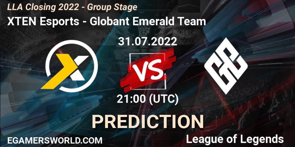 Prognoza XTEN Esports - Globant Emerald Team. 31.07.22, LoL, LLA Closing 2022 - Group Stage