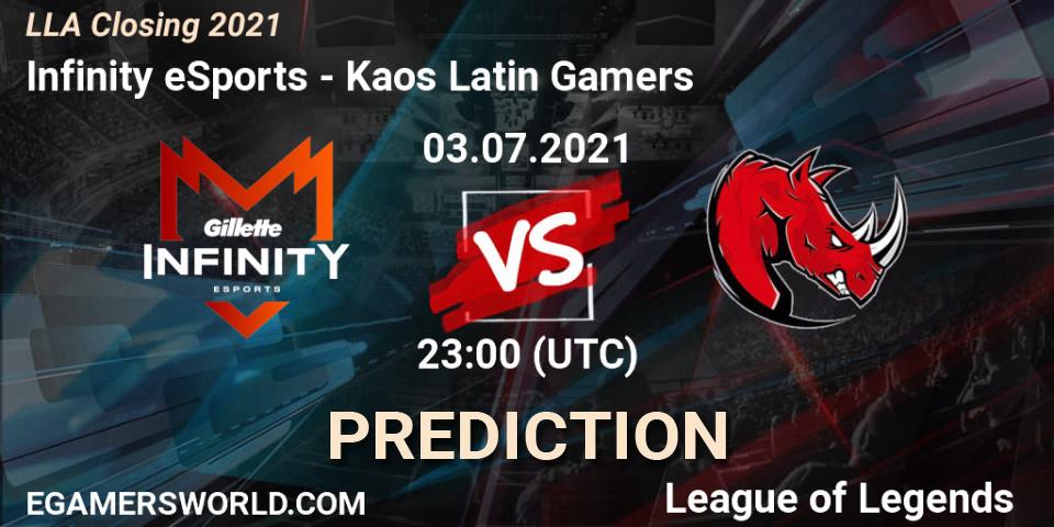 Prognoza Infinity eSports - Kaos Latin Gamers. 04.07.2021 at 00:00, LoL, LLA Closing 2021