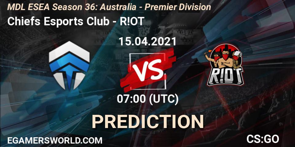 Prognoza Chiefs Esports Club - R!OT. 15.04.2021 at 07:00, Counter-Strike (CS2), MDL ESEA Season 36: Australia - Premier Division