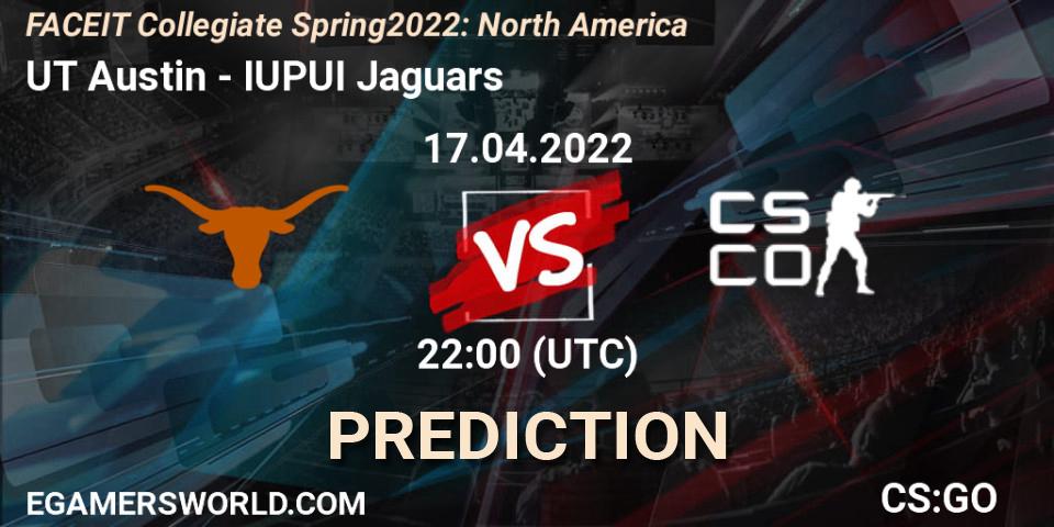 Prognoza UT Austin - IUPUI Jaguars. 17.04.2022 at 22:00, Counter-Strike (CS2), FACEIT Collegiate Spring 2022: North America