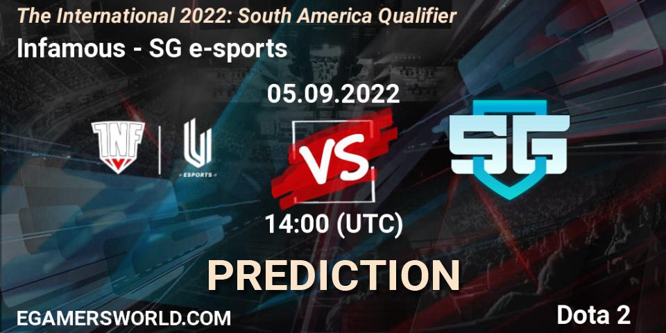Prognoza Infamous - SG e-sports. 05.09.2022 at 14:03, Dota 2, The International 2022: South America Qualifier