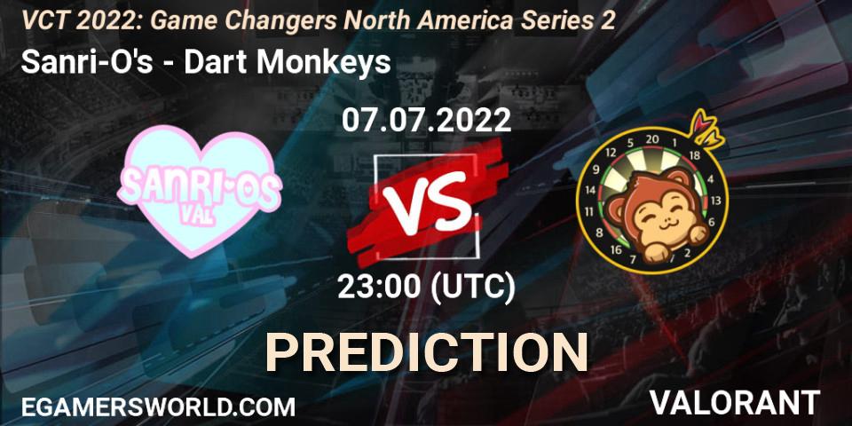 Prognoza Sanri-O's - Dart Monkeys. 07.07.2022 at 22:40, VALORANT, VCT 2022: Game Changers North America Series 2